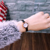 Fashion Women's Metal Case Imitation Leather Strap Round Dial Quartz Watch