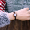 Fashion Women's Metal Case Imitation Leather Strap Round Dial Quartz Watch
