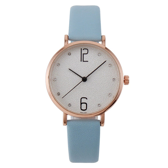 Fashion Women's Metal Case Quartz Watch With Imitation Leather Strap And Round Dial
