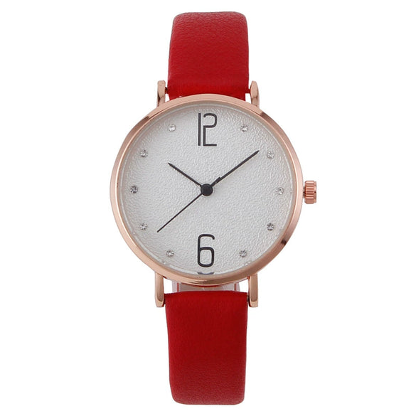 Fashion Women's Metal Case Quartz Watch With Imitation Leather Strap And Round Dial