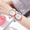 Fashion Women's Metal Case Quartz Watch With Imitation Leather Strap And Round Dial