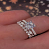 Fashion Women's Metal Engagement Ring With Geometric Design And Electroplating Microinlaid Zircon