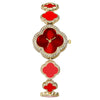 Fashion Women's Metal Petals Fourleaf Clover Flower Shape Quartz Watch Bracelet