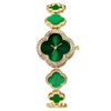 Fashion Women's Metal Petals Fourleaf Clover Flower Shape Quartz Watch Bracelet