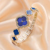 Fashion Women's Metal Petals Fourleaf Clover Flower Shape Quartz Watch Bracelet