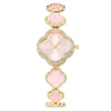 Fashion Women's Metal Petals Fourleaf Clover Flower Shape Quartz Watch Bracelet