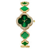 Fashion Women's Metal Petals Fourleaf Clover Flower Shape Quartz Watch Bracelet