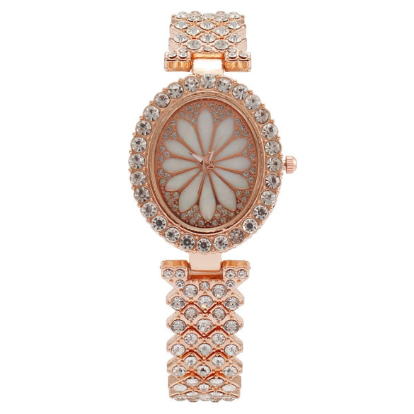 Fashion Women's Metal Watch With Oval Dial And Mineral Reinforced Glass Mirror