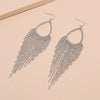 Fashion Women’s Metal Water Drop Wave Tassel Earrings With Rhinestone Claw Chain And Full Diamond Inlay