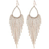 Fashion Women’s Metal Water Drop Wave Tassel Earrings With Rhinestone Claw Chain And Full Diamond Inlay