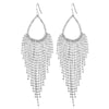 Fashion Women’s Metal Water Drop Wave Tassel Earrings With Rhinestone Claw Chain And Full Diamond Inlay