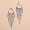 Fashion Women’s Metal Water Drop Wave Tassel Earrings With Rhinestone Claw Chain And Full Diamond Inlay