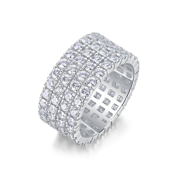 Fashion Women's Moissanite Ring 925 Silver Geometric Style Set With Diamonds