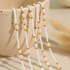 Fashion Women's Natural Pearl 316L Stainless Steel Electroplated Clavicle Chain Necklace