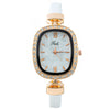 Fashion Women's Oval Alloy Case Imitation Leather Strap Quartz Watch With Stainless Steel Pin Buckle