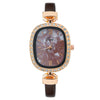 Fashion Women's Oval Alloy Case Imitation Leather Strap Quartz Watch With Stainless Steel Pin Buckle