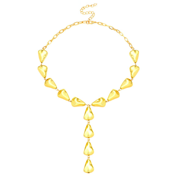 Fashion Women's Plastic Yshaped Water Drop Heart Tassel Necklace With Electroplating