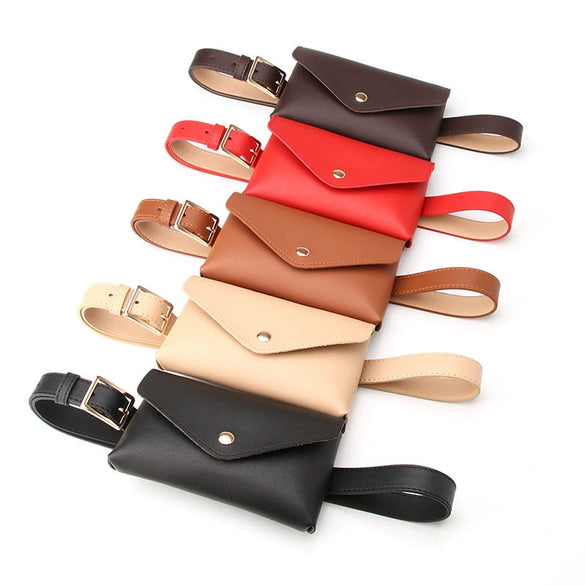Fashion Women’s Pu Leather Waist Belt Bag With Alloy Pin Buckle Mini Phone And Key Pouch