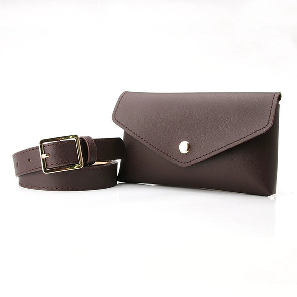 Fashion Women’s Pu Leather Waist Belt Bag With Alloy Pin Buckle Mini Phone And Key Pouch