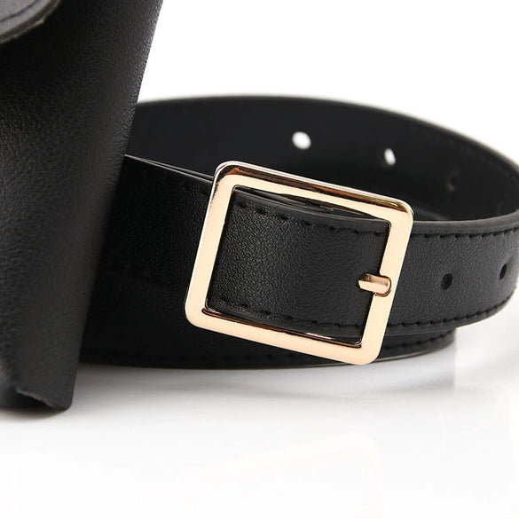 Fashion Women’s Pu Leather Waist Belt Bag With Alloy Pin Buckle Mini Phone And Key Pouch