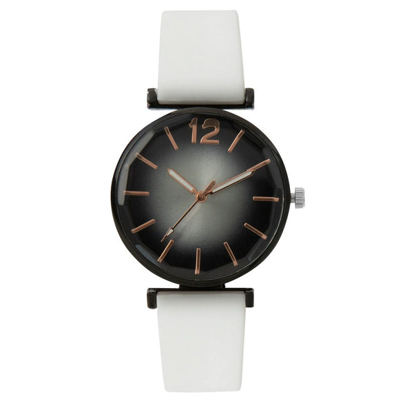Fashion Women's Quartz Watch Alloy Case Imitation Leather Strap Stainless Steel Buckle Round Dial