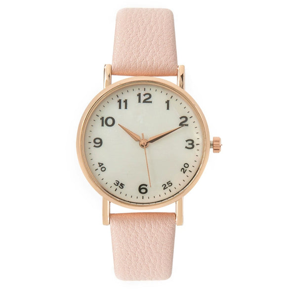 Fashion Women's Quartz Watch Alloy Case Imitation Leather Strap Stainless Steel Buckle Round Dial