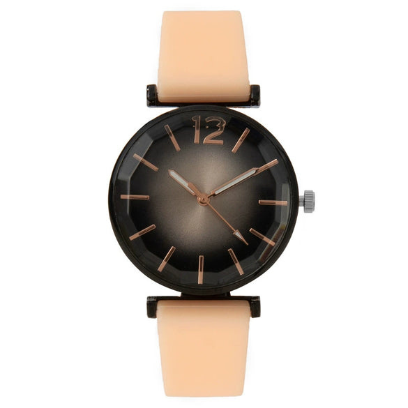 Fashion Women's Quartz Watch Alloy Case Imitation Leather Strap Stainless Steel Buckle Round Dial
