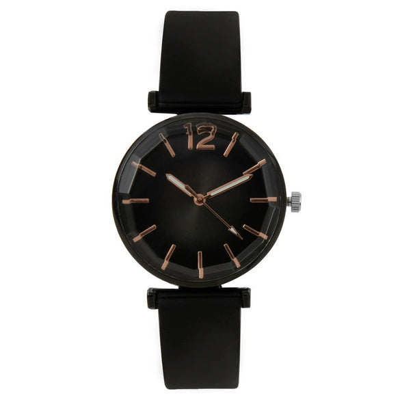 Fashion Women's Quartz Watch Alloy Case Imitation Leather Strap Stainless Steel Buckle Round Dial