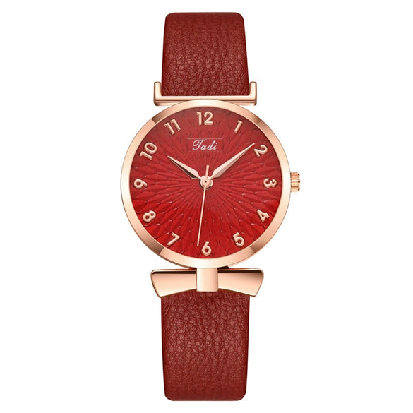 Fashion Women's Quartz Watch With Alloy Case Imitation Leather Strap And Round Dial