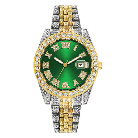 Fashion Women's Quartz Watch With Roman Scale Calendar Round Dial Alloy Case Steel Strip Strap Stainless Steel Buckle