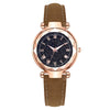 Fashion Women's Quartz Watch With Starry Sky Roman Pattern Leather Strap Alloy Case