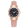 Fashion Women's Quartz Watch With Starry Sky Roman Pattern Leather Strap Alloy Case