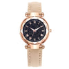 Fashion Women's Quartz Watch With Starry Sky Roman Pattern Leather Strap Alloy Case