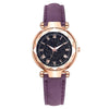 Fashion Women's Quartz Watch With Starry Sky Roman Pattern Leather Strap Alloy Case