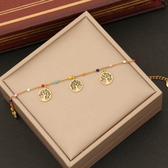 Fashion Women's Stainless Steel Butterfly Heart Insects Star Electroplated Bracelet