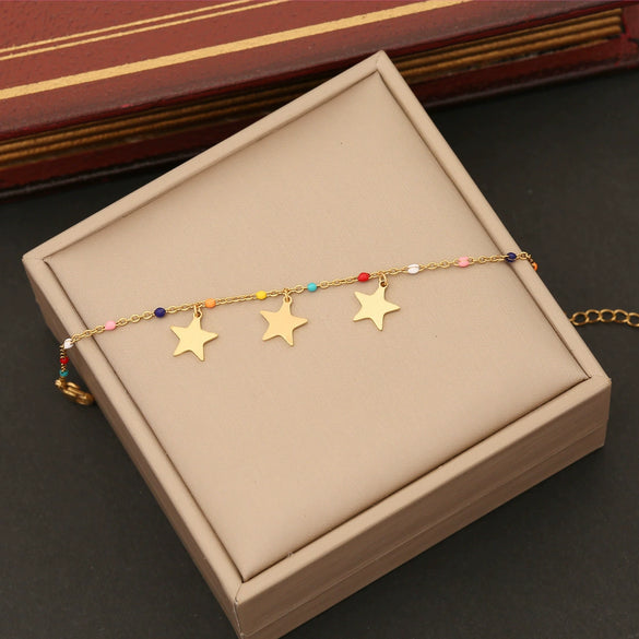Fashion Women's Stainless Steel Butterfly Heart Insects Star Electroplated Bracelet