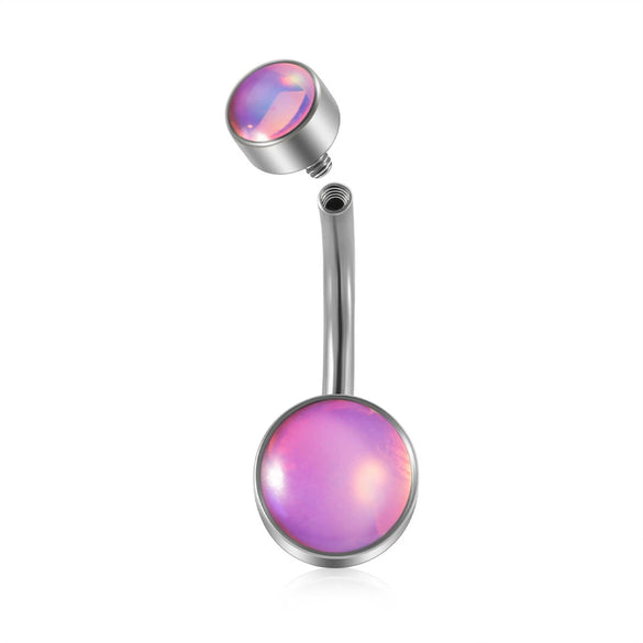 Fashion Women's Stainless Steel Geometric Doubleheaded Flash Navel Ring Dripping Oil Navel Piercing Jewelry