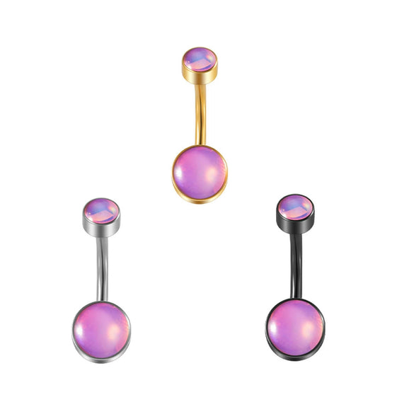 Fashion Women's Stainless Steel Geometric Doubleheaded Flash Navel Ring Dripping Oil Navel Piercing Jewelry
