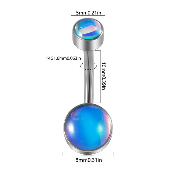 Fashion Women's Stainless Steel Geometric Doubleheaded Flash Navel Ring Dripping Oil Navel Piercing Jewelry