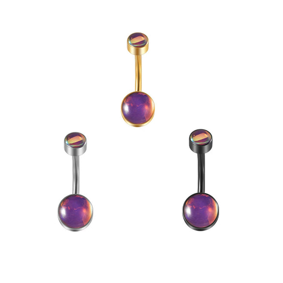 Fashion Women's Stainless Steel Geometric Doubleheaded Flash Navel Ring Dripping Oil Navel Piercing Jewelry