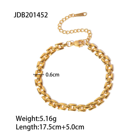 Fashion Women's Stainless Steel Geometric Pendant Chain Bracelet 18K Goldplated Electroplated