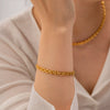 Fashion Women's Stainless Steel Geometric Pendant Chain Bracelet 18K Goldplated Electroplated