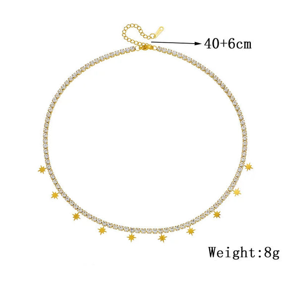 Fashion Women's Titanium Steel Eightpointed Star Necklace With Electroplating Treatment And Regular Chain