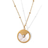 Fashion Women's 316L Stainless Steel Round Pendant Necklace With 18K Gold Plated Electroplating