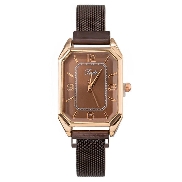 Fashion Women's Watch Alloy Case And Strap Square Dial Suction Iron Buckle