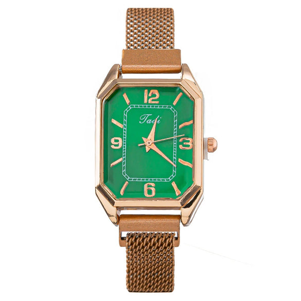 Fashion Women's Watch Alloy Case And Strap Square Dial Suction Iron Buckle