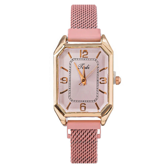 Fashion Women's Watch Alloy Case And Strap Square Dial Suction Iron Buckle
