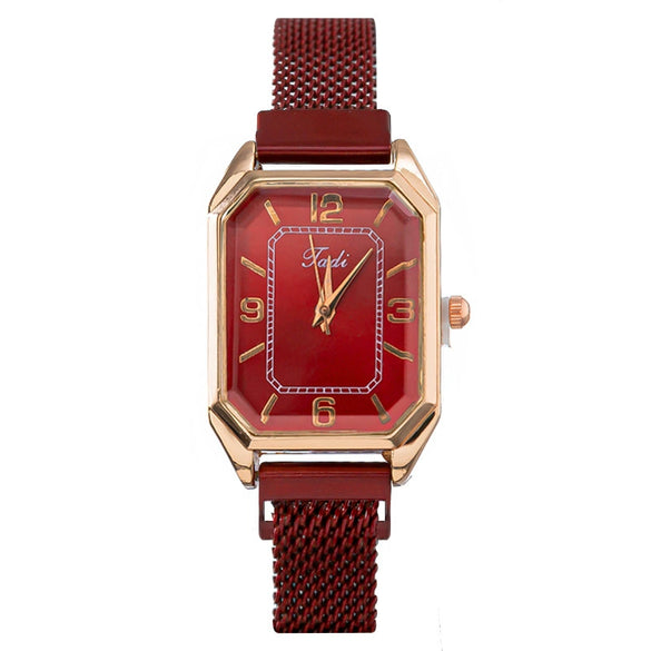 Fashion Women's Watch Alloy Case And Strap Square Dial Suction Iron Buckle