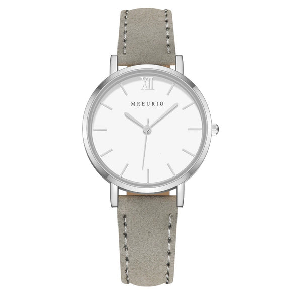 Fashion Women's Watch With Roman Pattern Leather Strap Metal Case And Round Dial