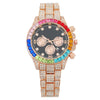 Fashion Women's Watch With Round Dial Alloy Case And Titanium Metal Clasp Set With Colored Diamonds